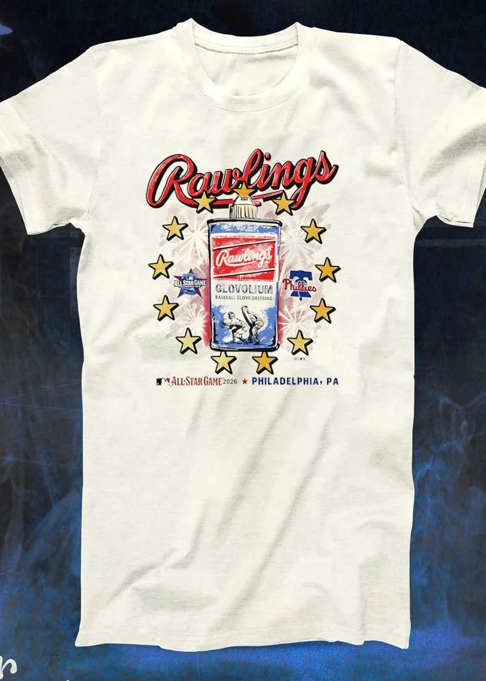 MLB Rawlings Glovolium Baseball Glove Dressing All Star Game 2026 Philadelphia Phillies T-Shirt