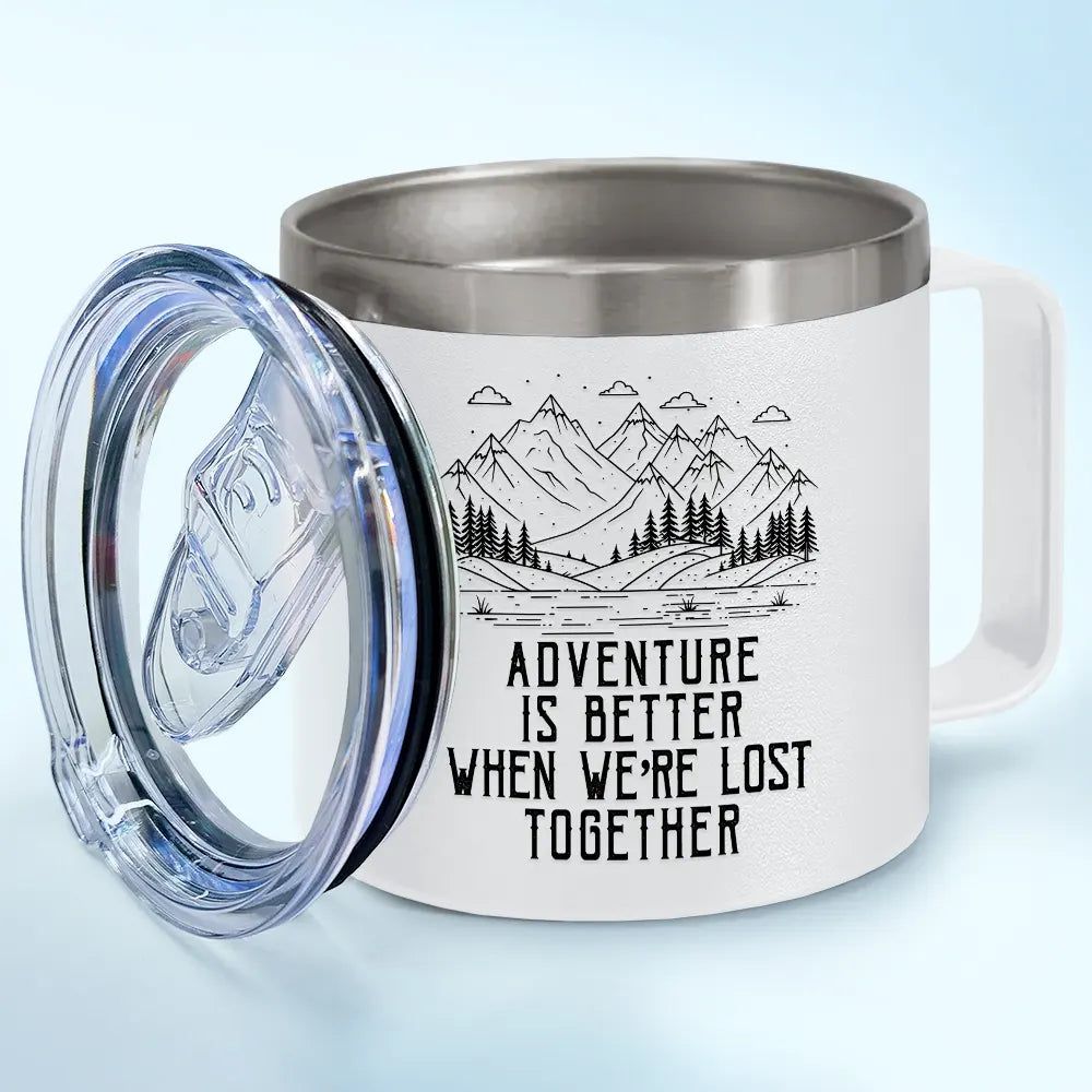 Adventure Partners For Life - Personalized 14oz Stainless Steel Tumbler With Handle