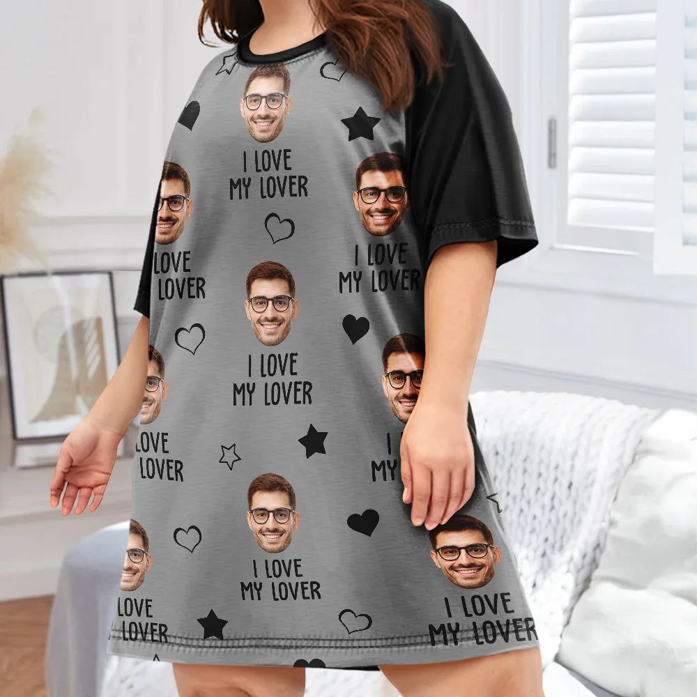 Custom Photo Funny I Love My Wife Husband - Personalized Women's Sleep Tee