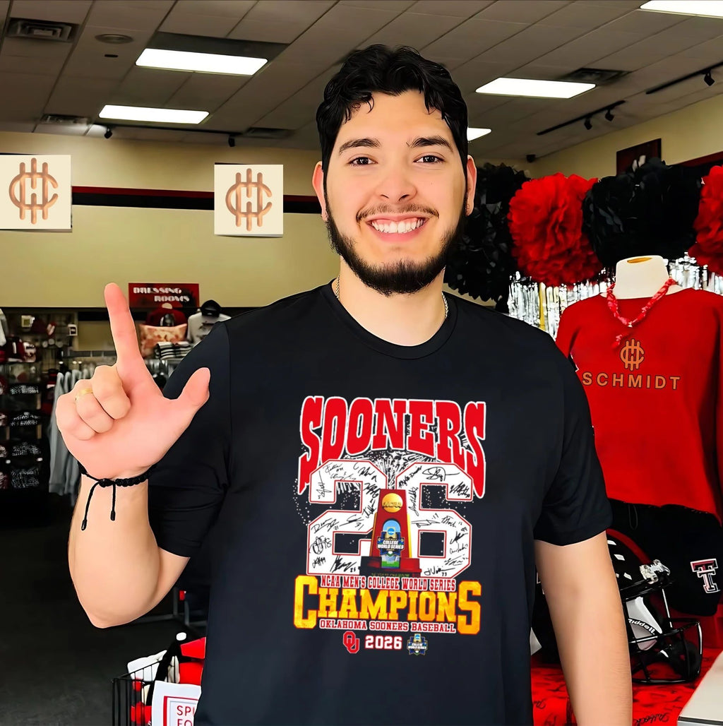 Oklahoma Sooners baseball 2026 MCWS Champions signatures shirt