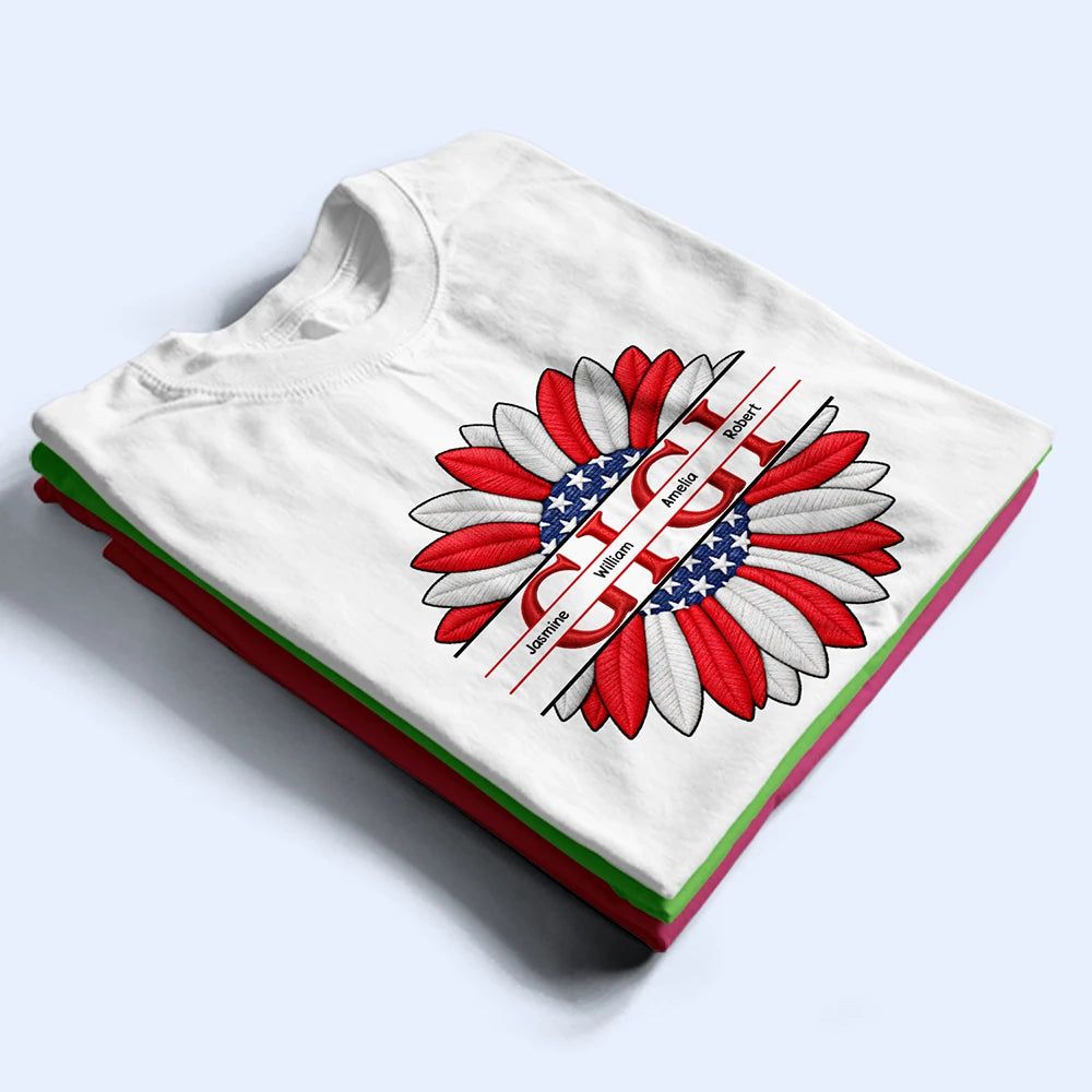 Grandma Mommy We Love You Embroidery Effect Prints - Personalized T Shirt
