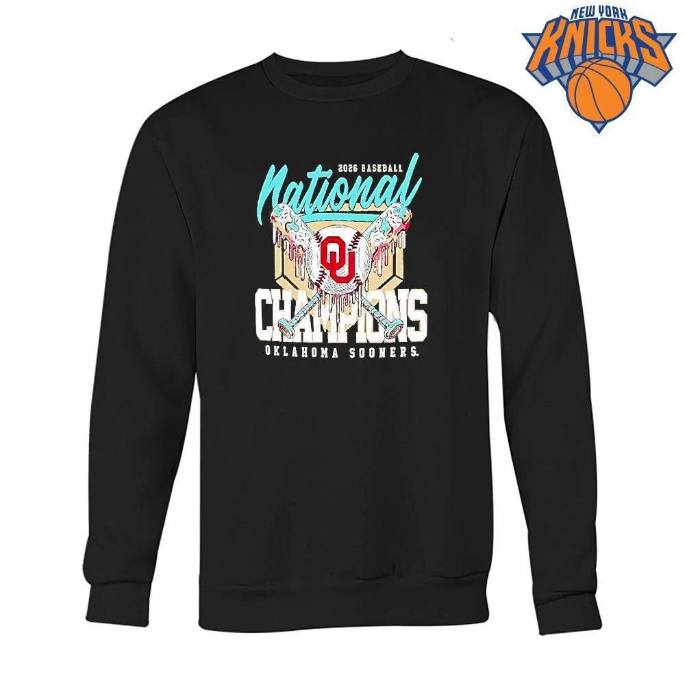 Oklahoma Sooners 2026 Ncaa National Baseball Mens College World Series Champions Bats Shirt