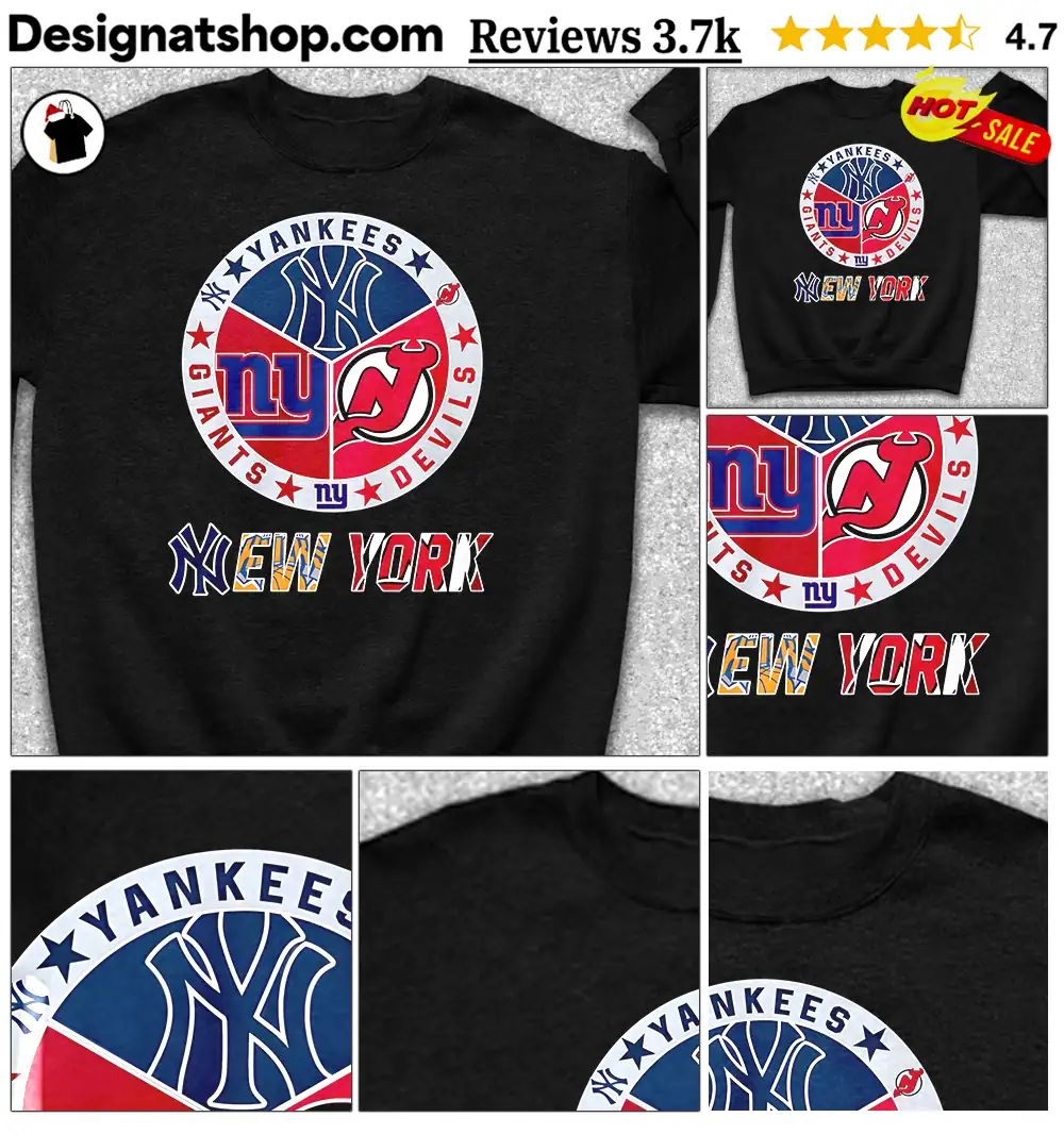 Yankees Giants Devils New York sports team logos shirt