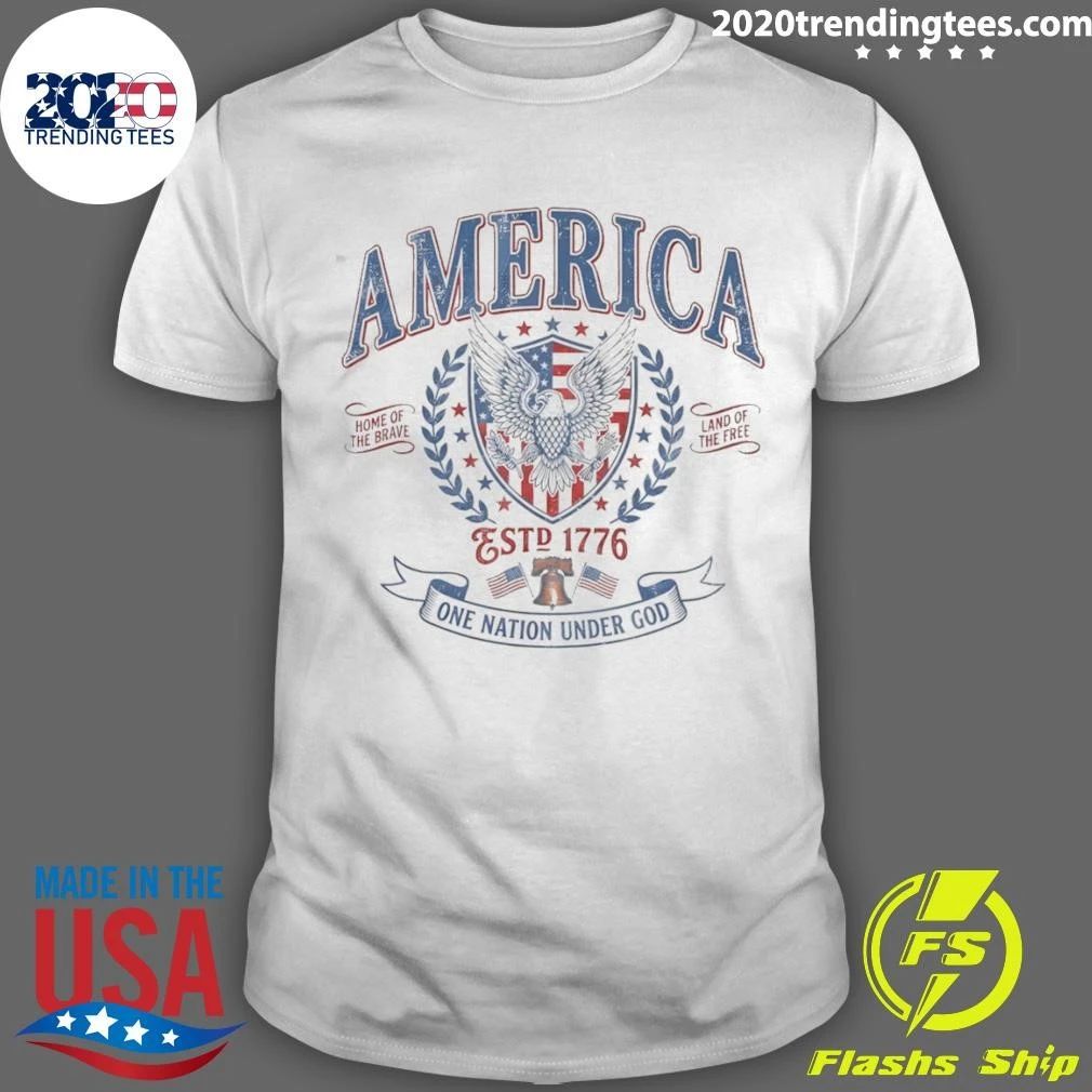 Eagle America Shield Liberty Bell Estd 1776 Home Of The Brave Land Of The Free Shirt