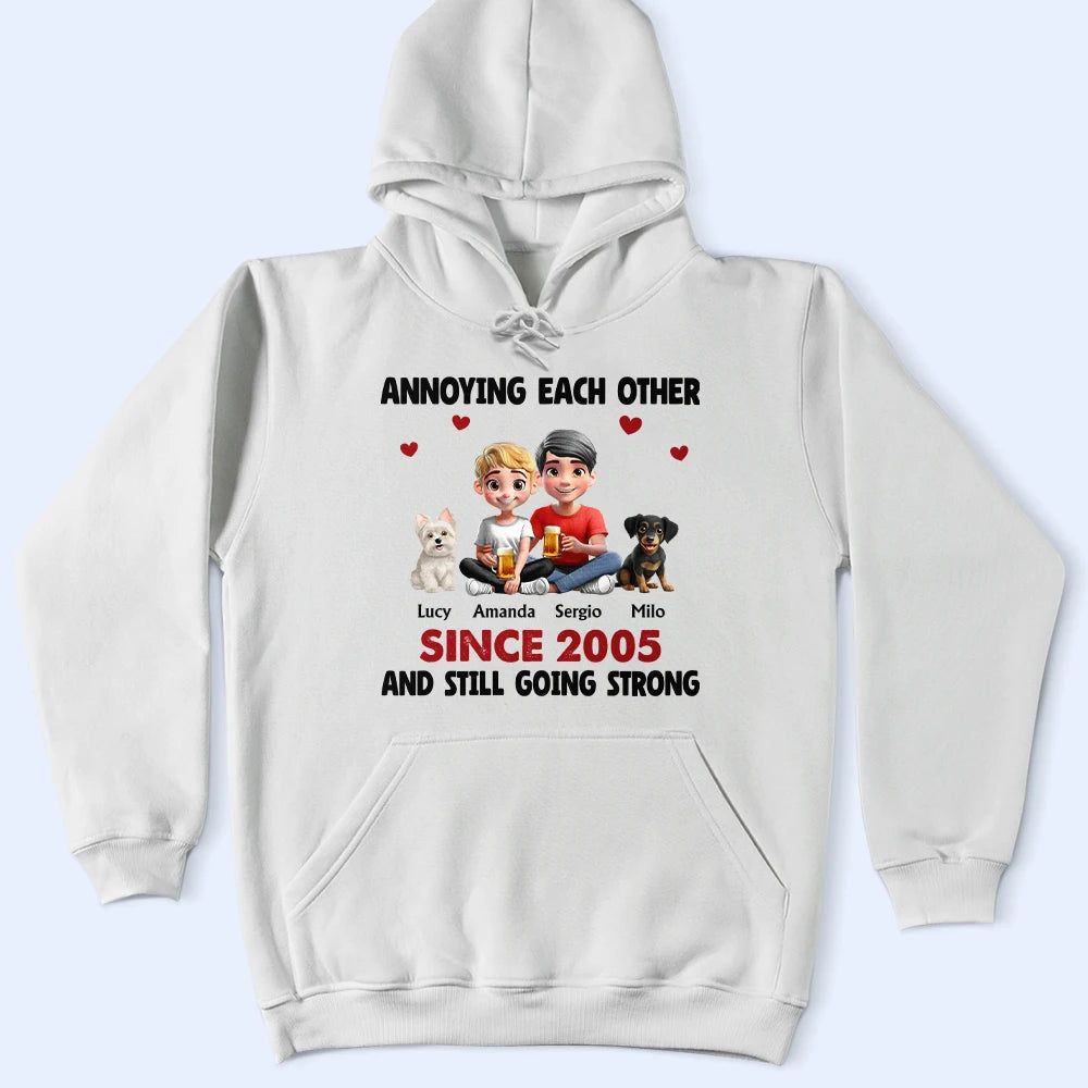 Couple Annoying Each Other With Dogs - Personalized T Shirt