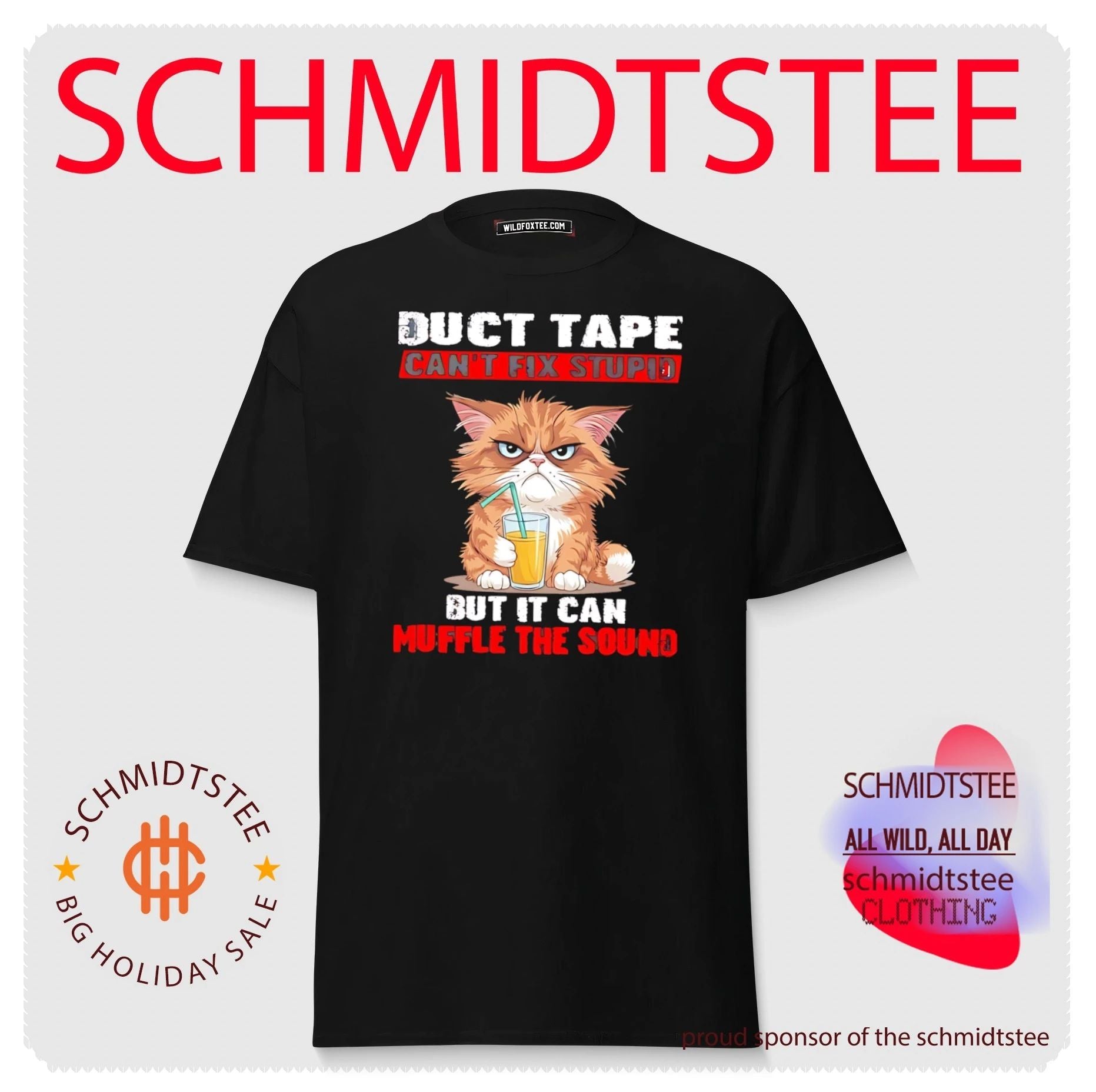 Duct tape can’t fix stupid but it can muffle the sound cartoon cat shirt