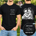 Custom Photo Pencil Sketch Dark Just A Dad And His Girl - Personalized T Shirt