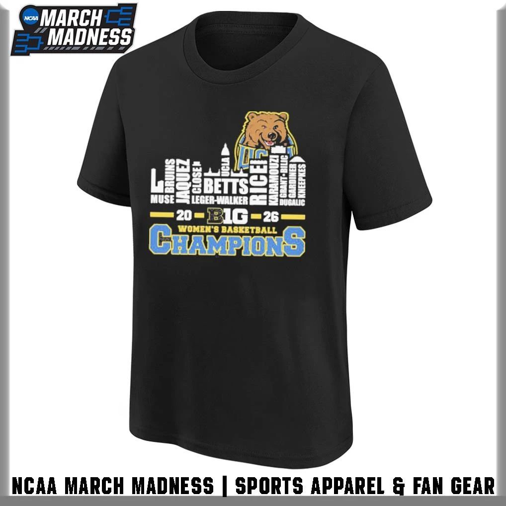 UCLA Bruins City Skyline Players Names 2026 Big Ten Women’s Basketball Champions T-Shirt