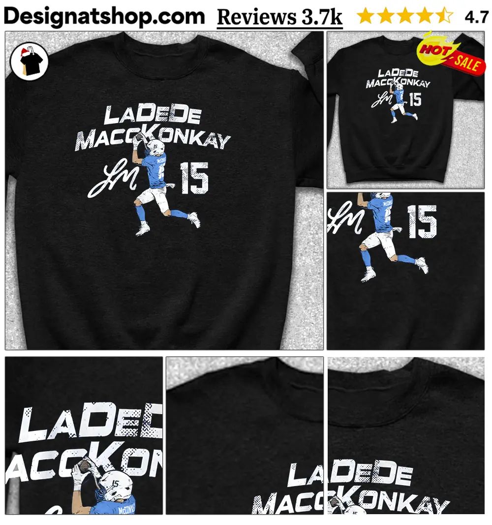 Ladd McConkey 15 LaDeDe MaccKonkay signature Los Angeles football shirt