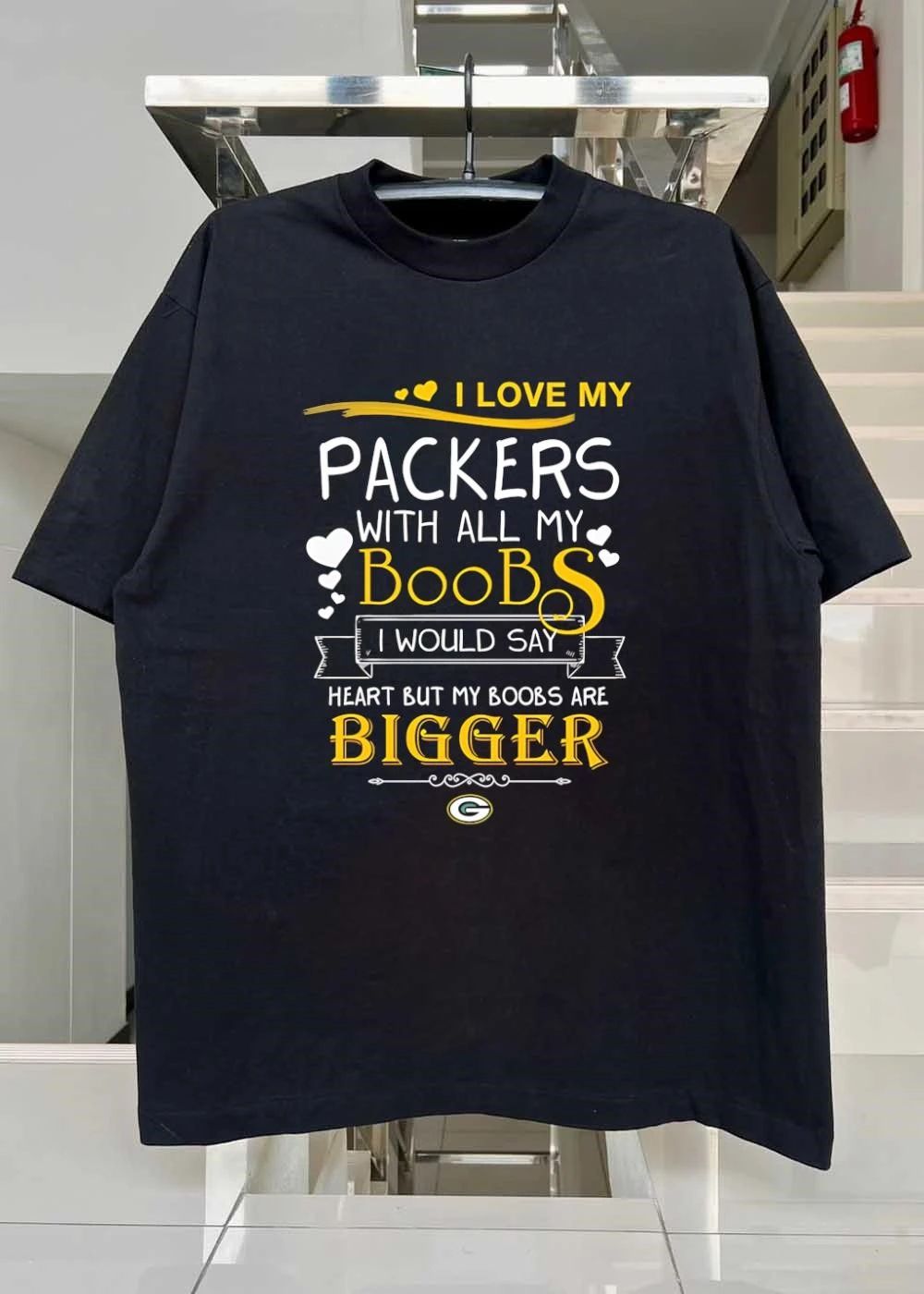 Green Bay Packers Apparel I Love My With All Boobs Say Heart But Are Bigger Shirt
