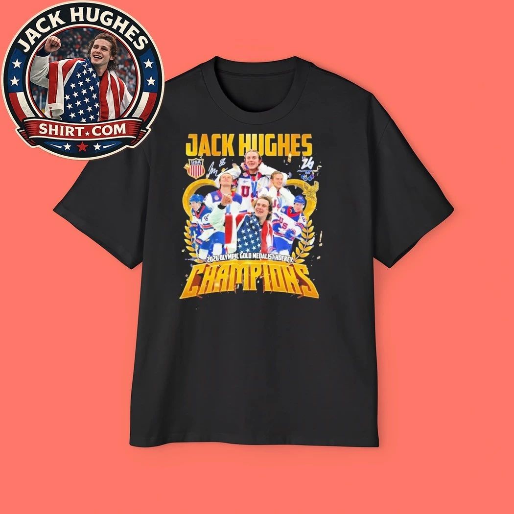 Jack Hughes 2026 Olympic Gold Medalist Hockey Champions T-Signature And Logo Shirt