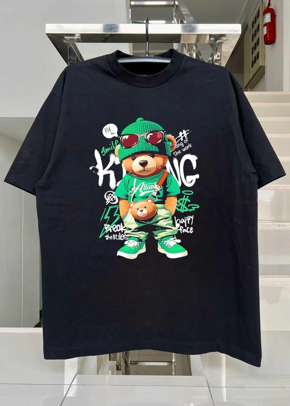 Put On Smile King of the World Break the Rules Happy Face Teddy Bear Shirt