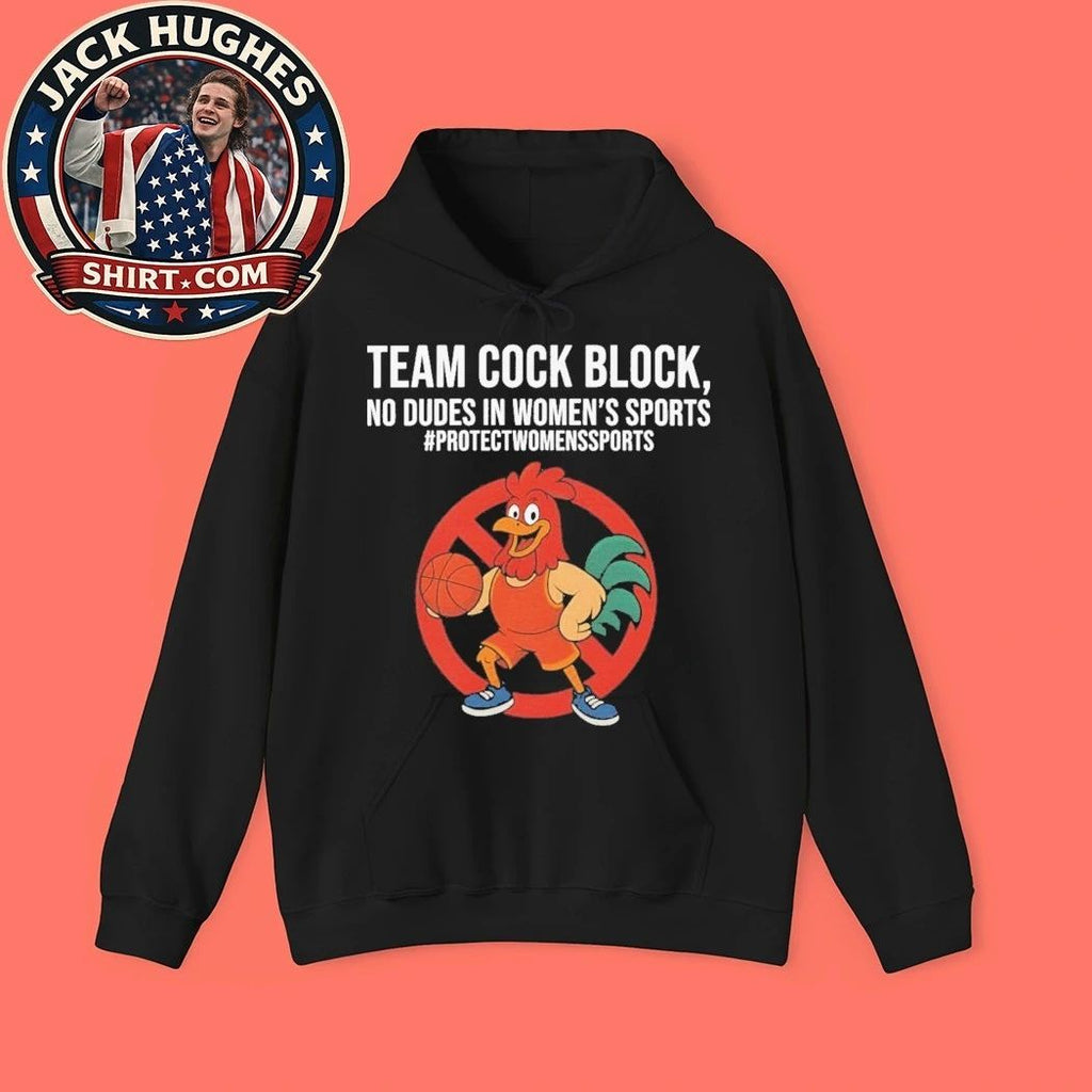 Team Cock Block Shirt – Bold Rooster Basketball Block Graphic Protest T-Shirt