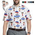 Custom Photo Stars And Stripes Best Dad Grandpa Ever - Personalized Polo Shirt