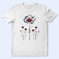Patriotic Birth Flower Faith Freedom Pride - Personalized T Shirt