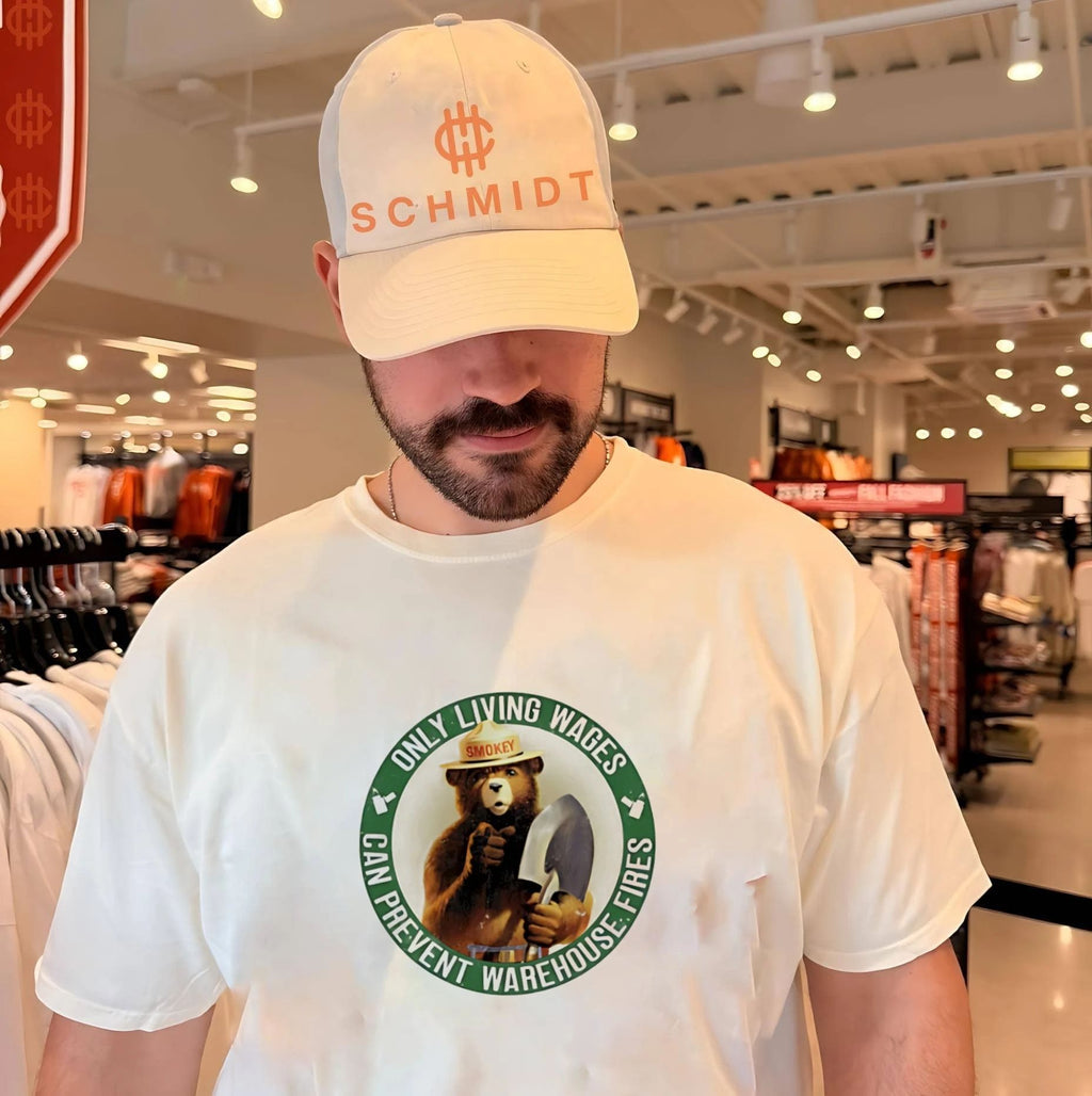 Smokey Bear only living wages can prevent warehouse fires shirt