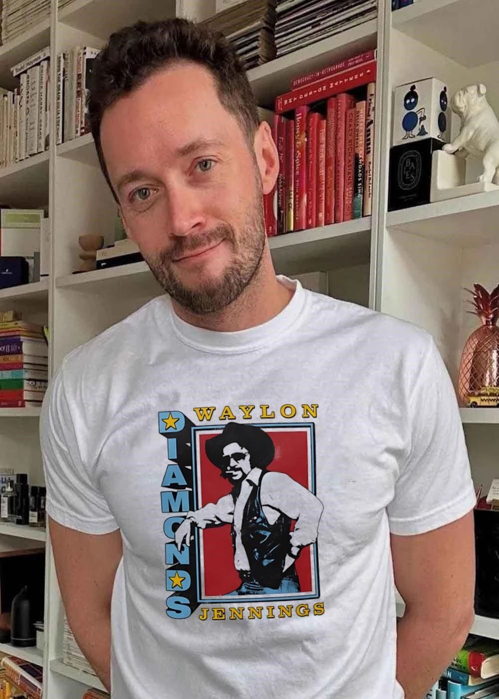 Waylon Jennings Standing Portrait Diamonds Graphic T-Shirt