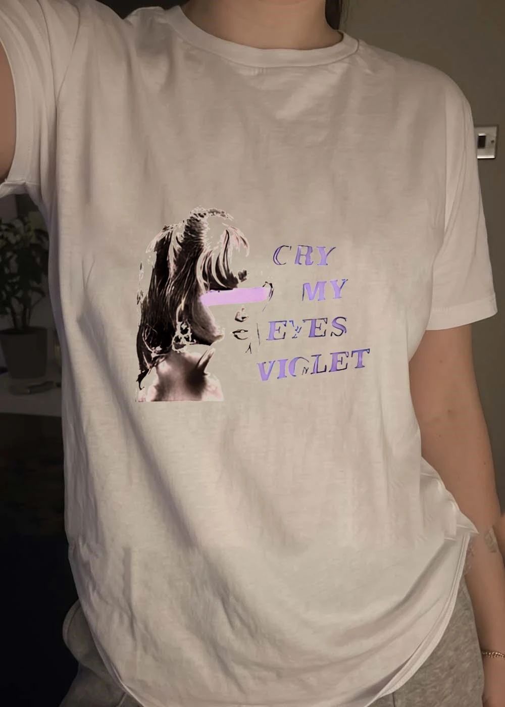 Woman Crying Eyes Violet Aesthetic Apparel T-Shirt