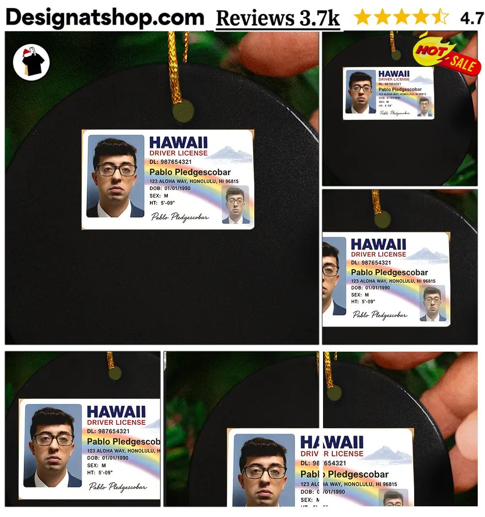Novelty Hawaii Driver License Pablo Pledgescobar Honolulu Identification Shirt