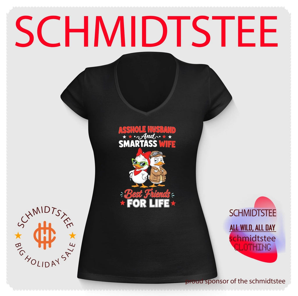 Asshole husband and smartass wife best friends for life cartoon ducks shirt