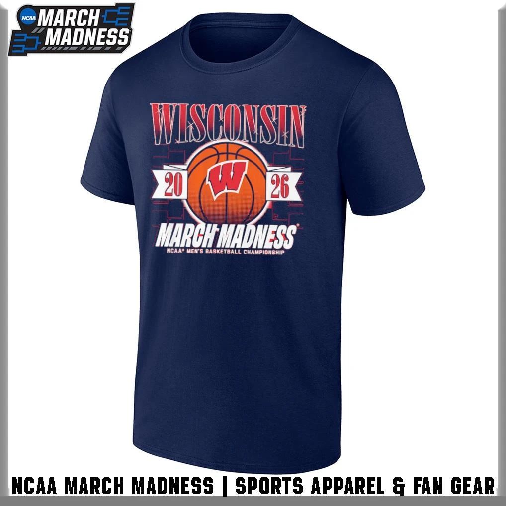 Wisconsin Badgers Men’s Basketball 2026 NCAA Division I Championship March Madness Bound T-Shirt