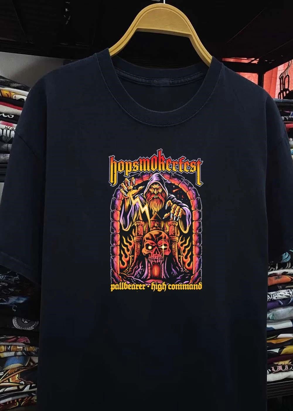 Hopsmokerfest Pallbearer High Command Wizard Casting Lightning Bolt T-Shirt
