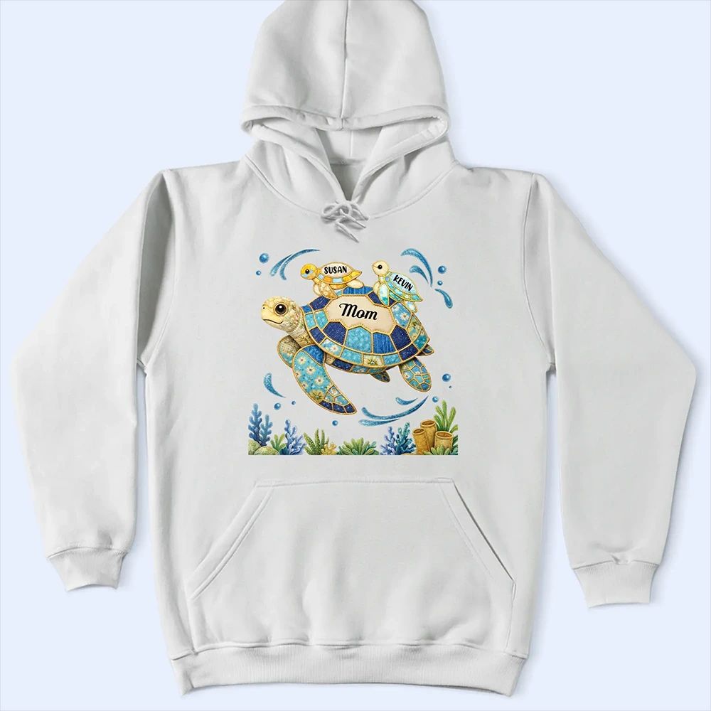 Grandma Mom Turtle Faux Patchwork - Personalized T Shirt