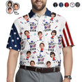 Custom Photo Stars & Stripes Best Dad Grandpa Ever - Personalized Polo Shirt