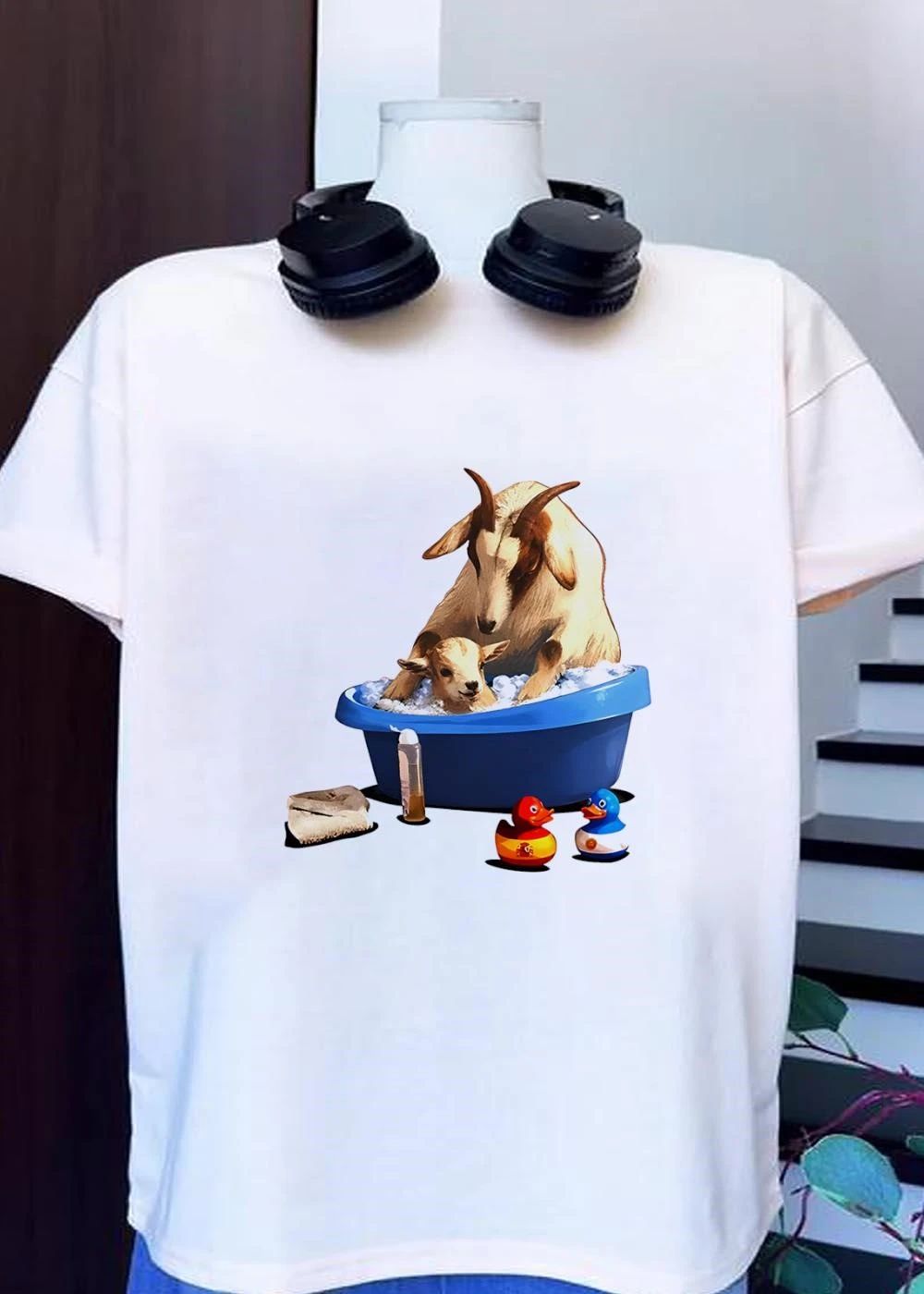 Spain and Argentina Rubber Duckies Goat Bathing Time T-Shirt
