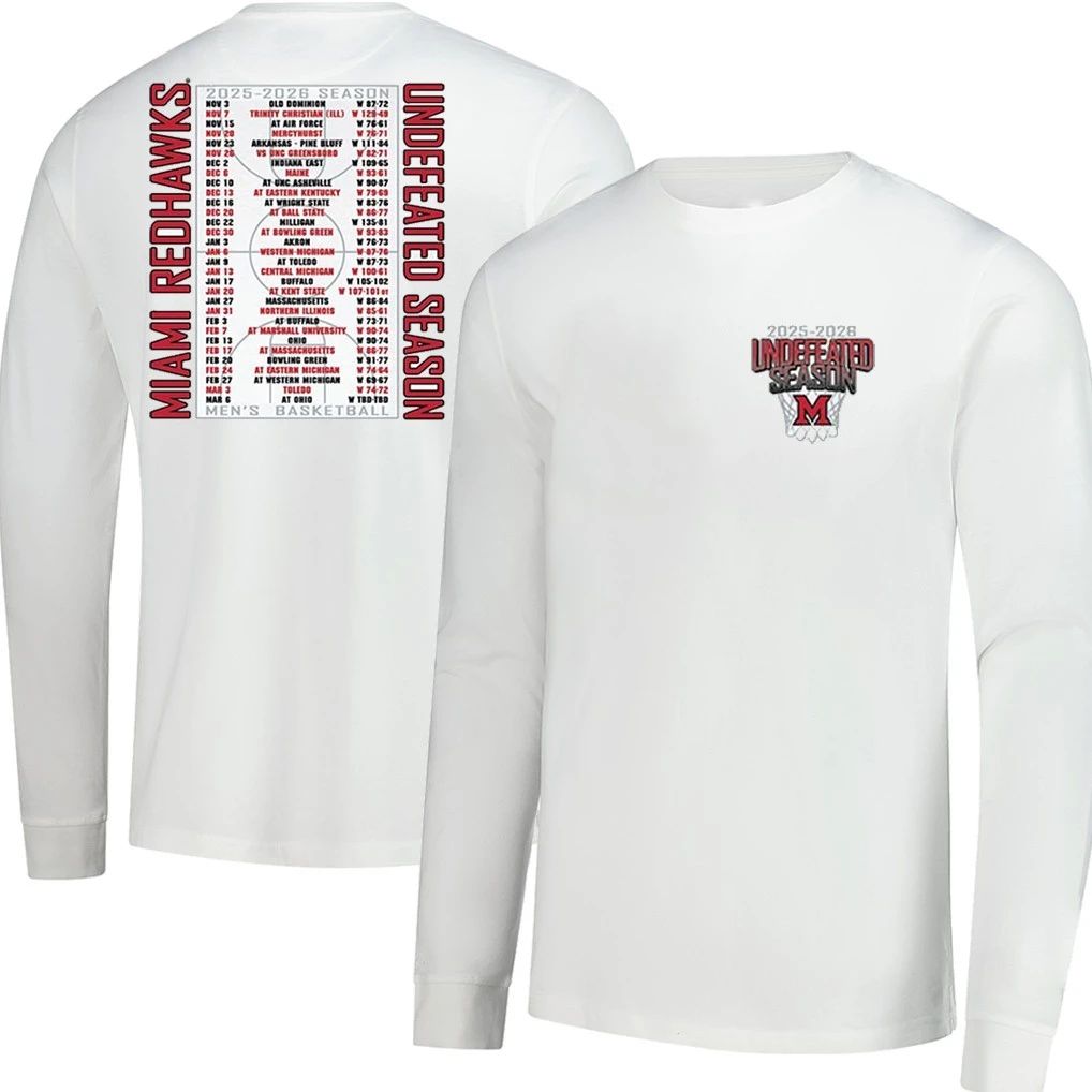 Miami RedHawks 2025-2026 Men’s Basketball Undefeated Season Schedule T-Shirt