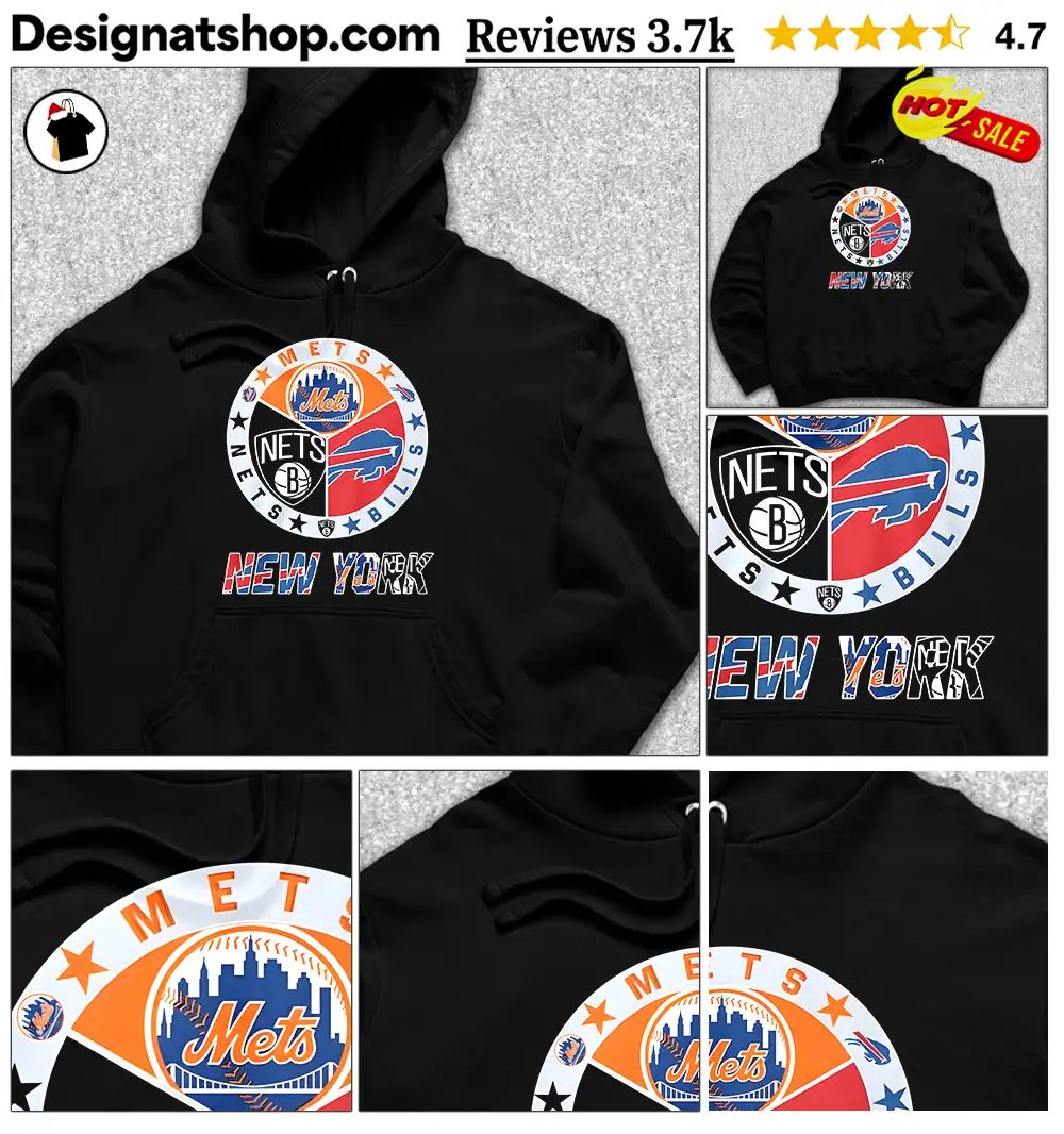 New York Sports teams Mets Nets Bills logo shirt