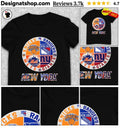 New York sports teams Knicks Rangers Mets Giants logo shirt