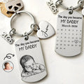 Custom Photo Bold Sketch The Day You Became My Dad - Personalized Stainless Steel Keychain