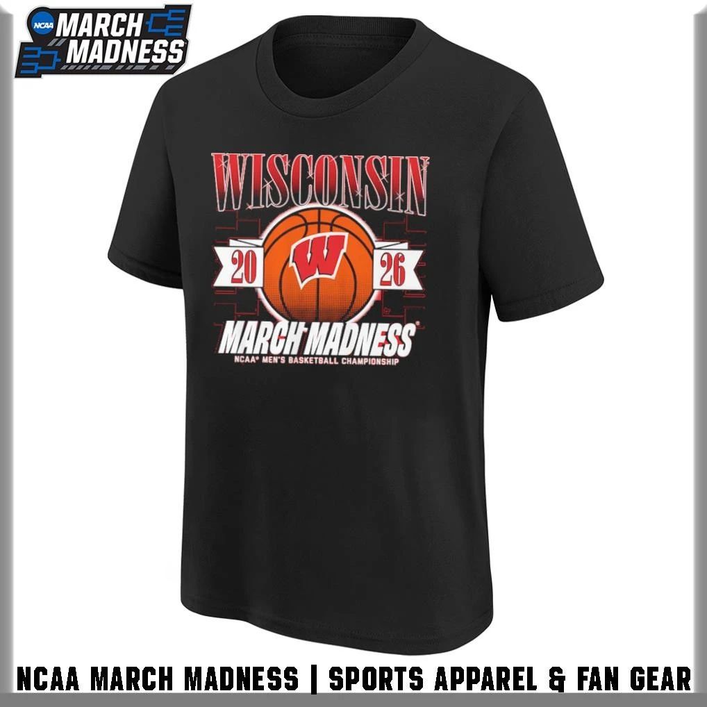Wisconsin Badgers Men’s Basketball 2026 NCAA Division I Championship March Madness Bound T-Shirt