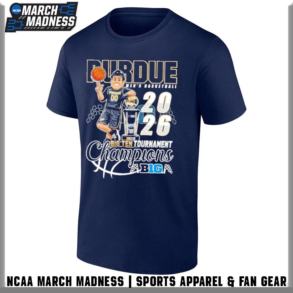 Purdue Boilermakers 2026 Big Ten Men’s Basketball Tournament Champions Mascot Trophy T-Shirt