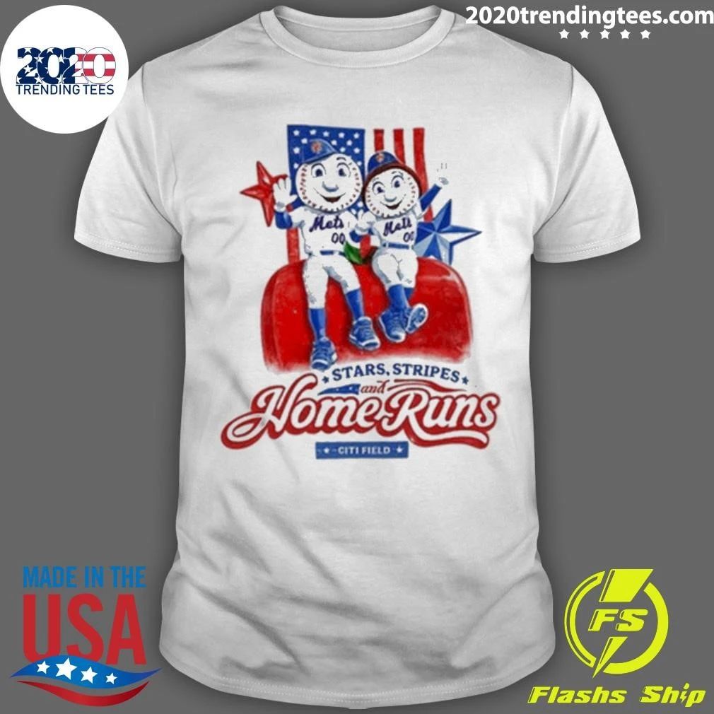 New York Mets Stars Stripes And Home Runs Tee Shirt