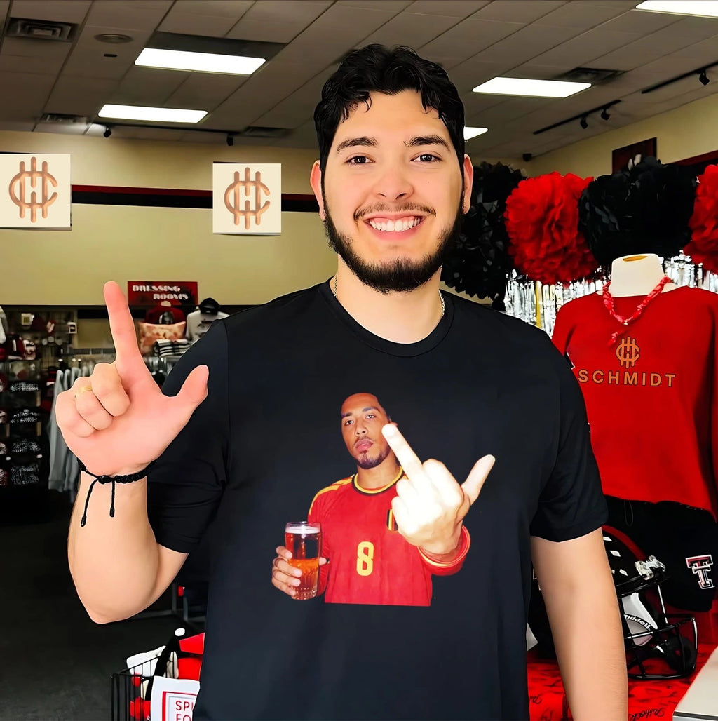 Youri Tielemans Belgium Fc middle finger and beer shirt
