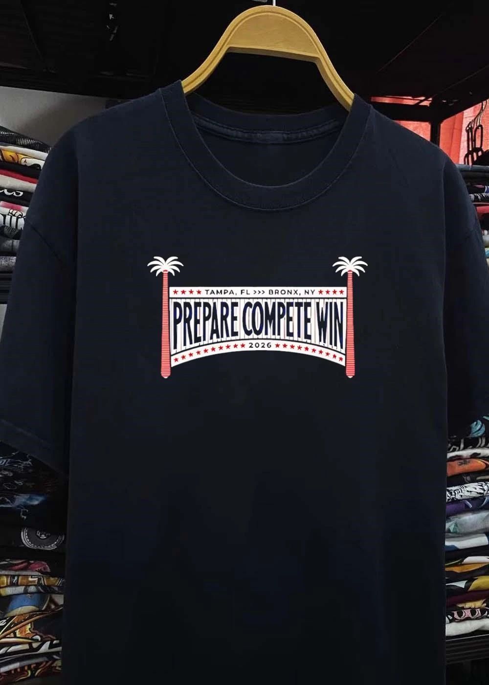 Tampa, FL to Bronx, NY Prepare Compete Win 2026 Sports T-Shirt