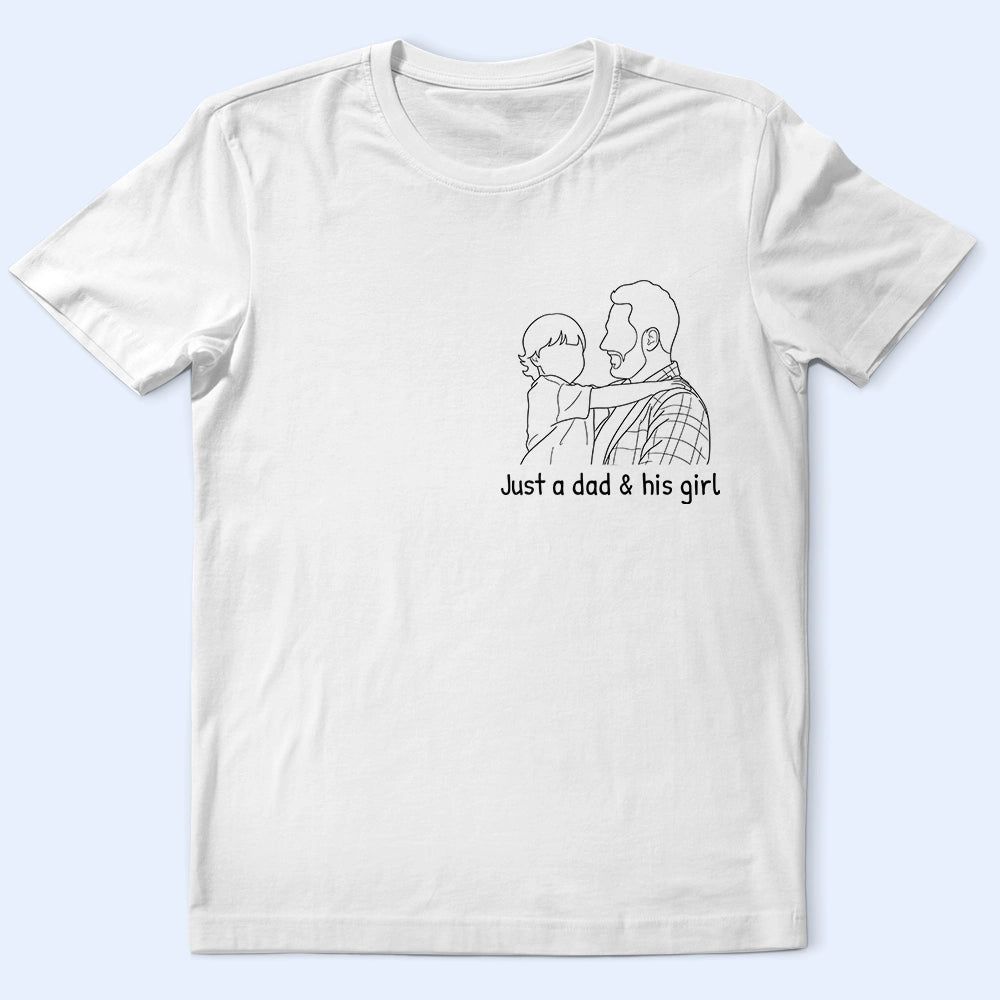Custom Photo Faceless Outline Sketch Best Dad Ever Grandpa Papa - Personalized T Shirt