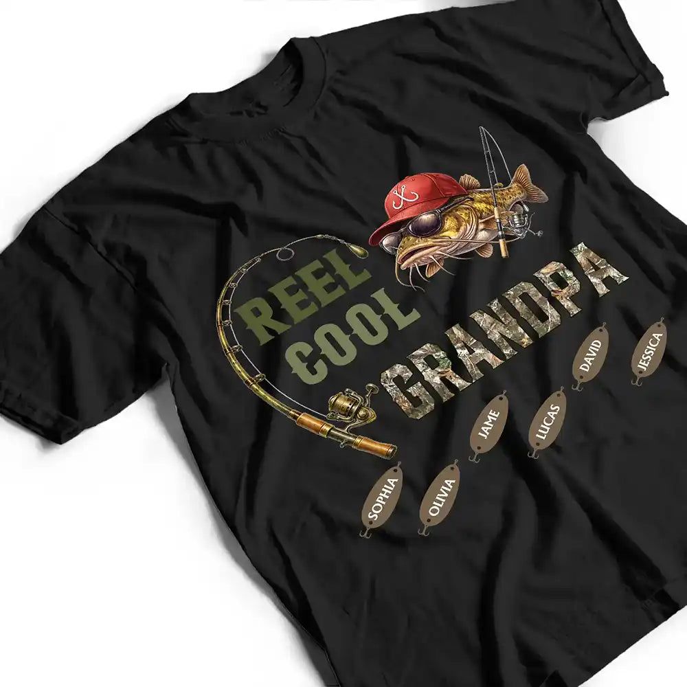 3D Effect Fisherman Reel Cool Dad Papa - Personalized T Shirt