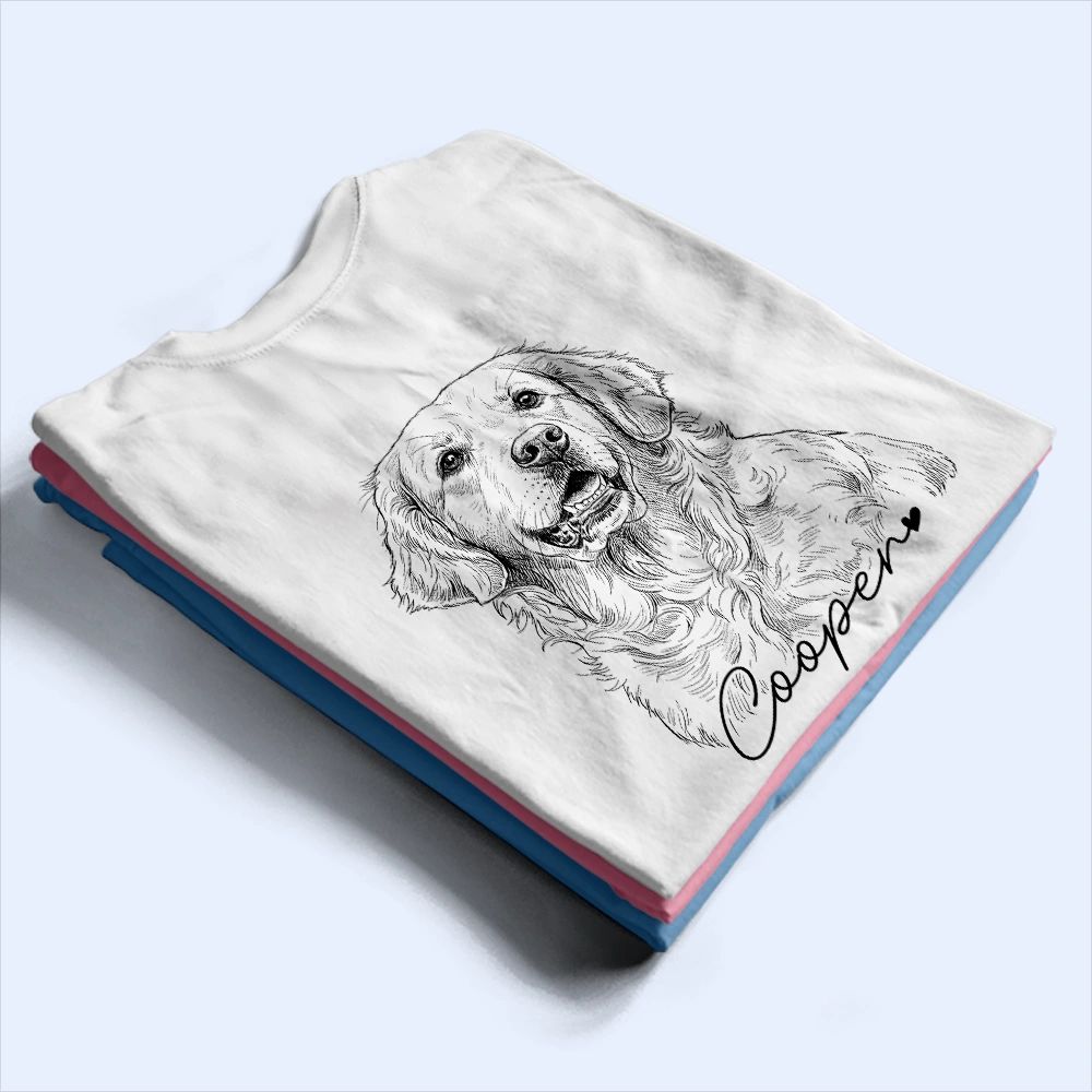 Custom Photo Pencil Sketch Pet Dad Lovely Portrait - Personalized T Shirt