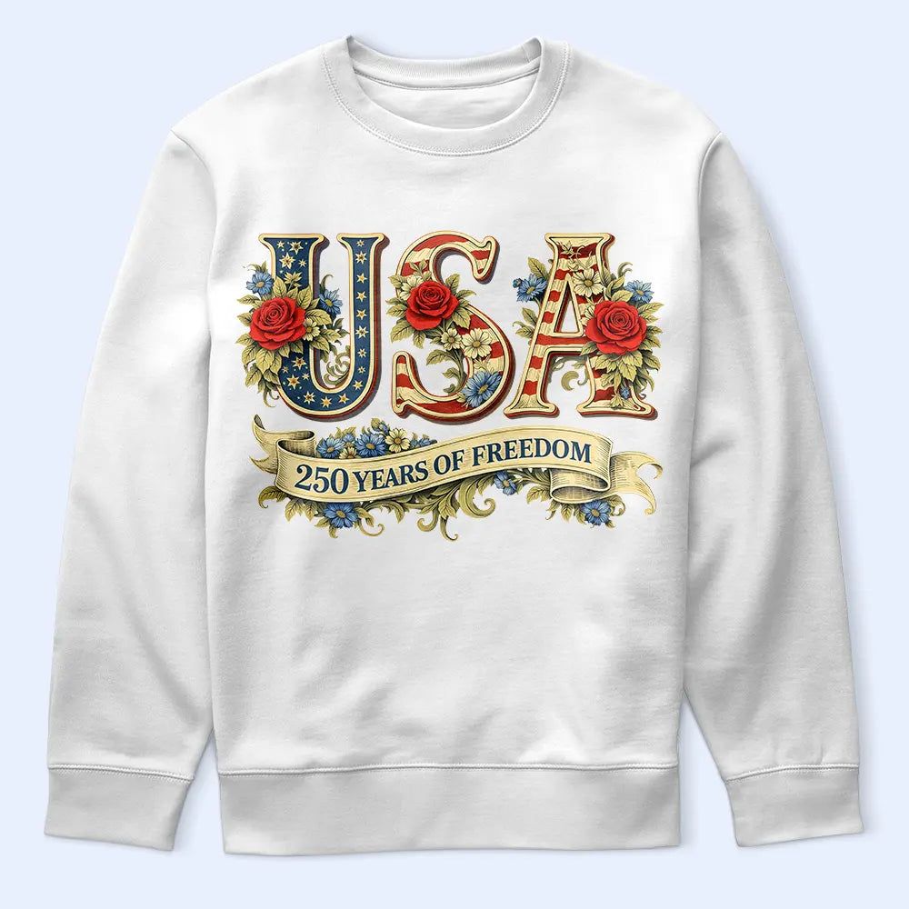 USA 250 Years Of Freedom Vintage Rose - T Shirt