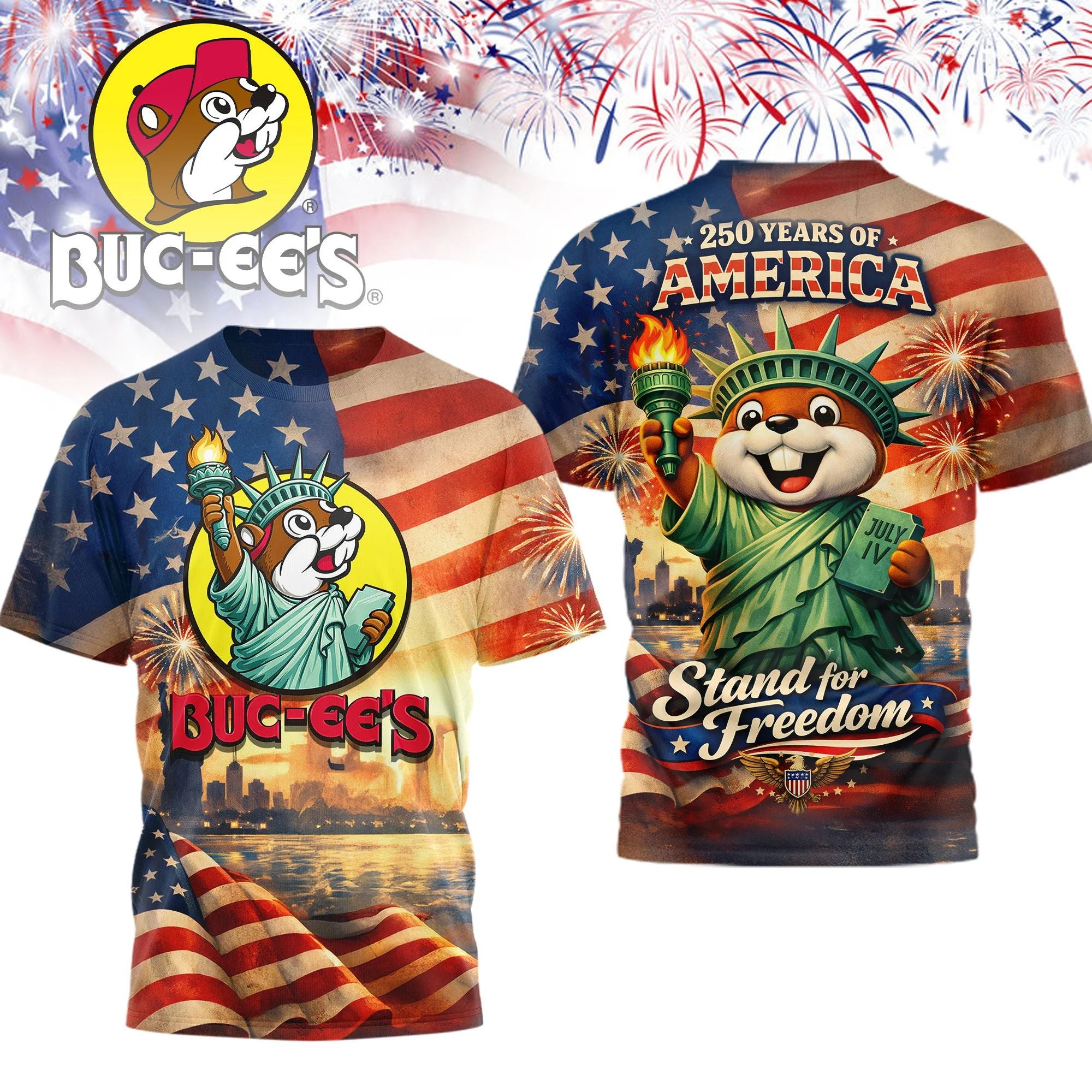 Buc-ee’s 250 Years Of America Statue Of Liberty T-Shirt