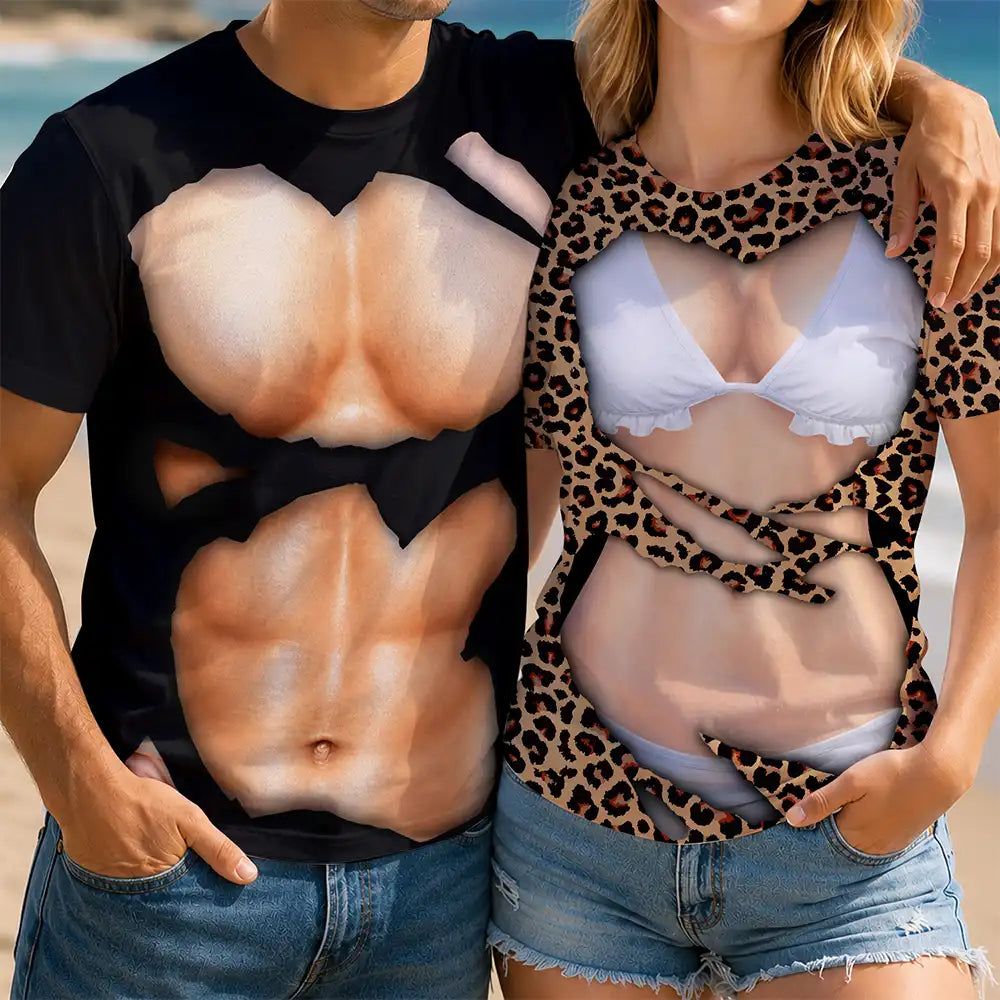 3D Funny Bikini Body Muscle Six Packs - Personalized Full Print T Shirt