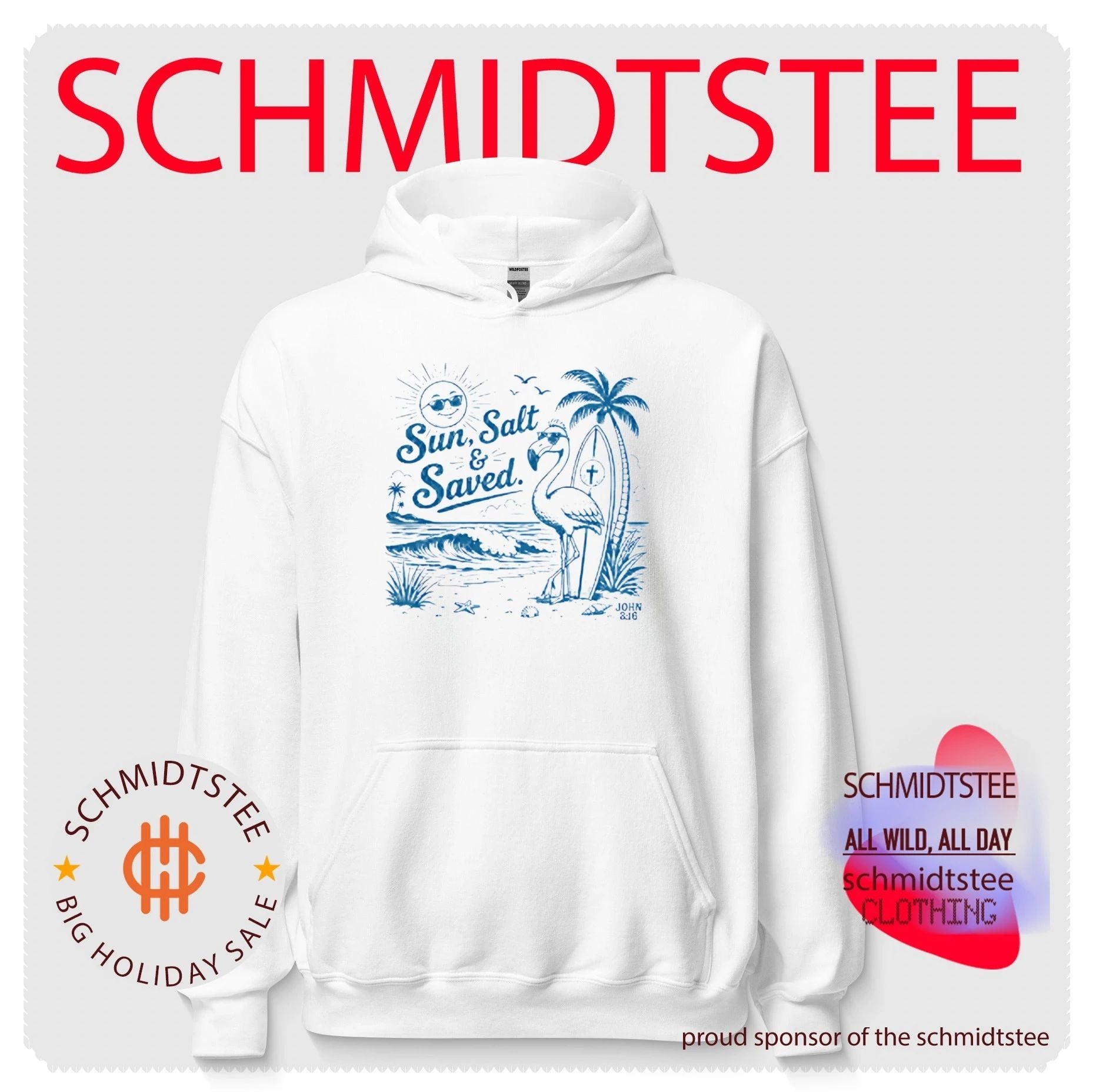 Sun Salt and Saved Flamingo John 3 – 16 Christian shirt