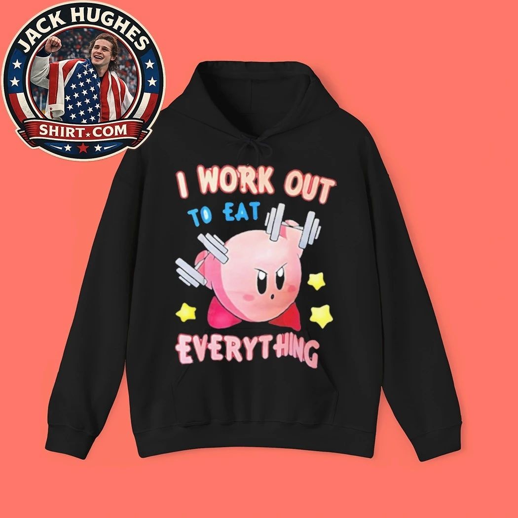 I Work Out To Eat Everything Pink Cartoon Character Fitness Shirt