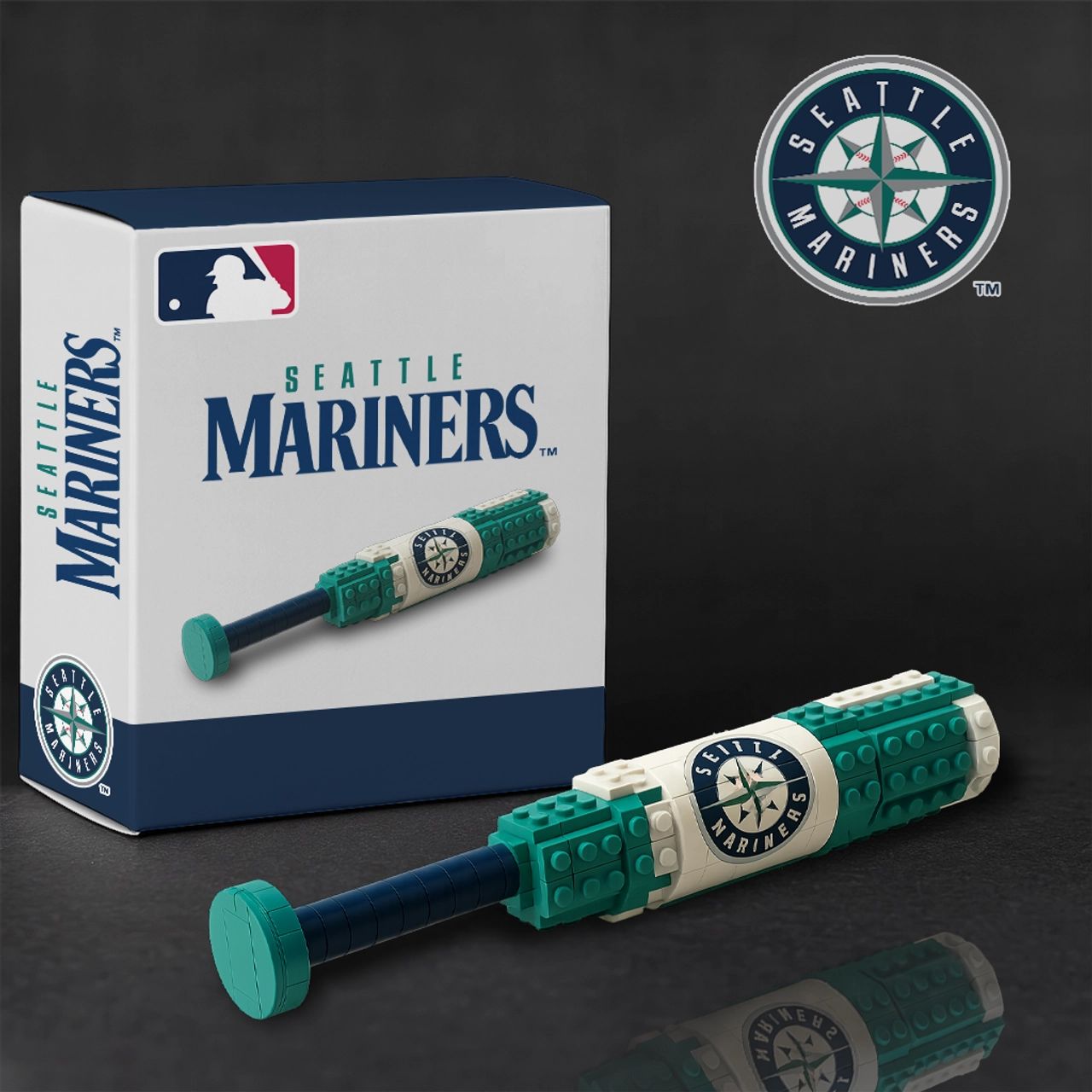 Seattle Mariners Baseball Bat Building Blocks Set