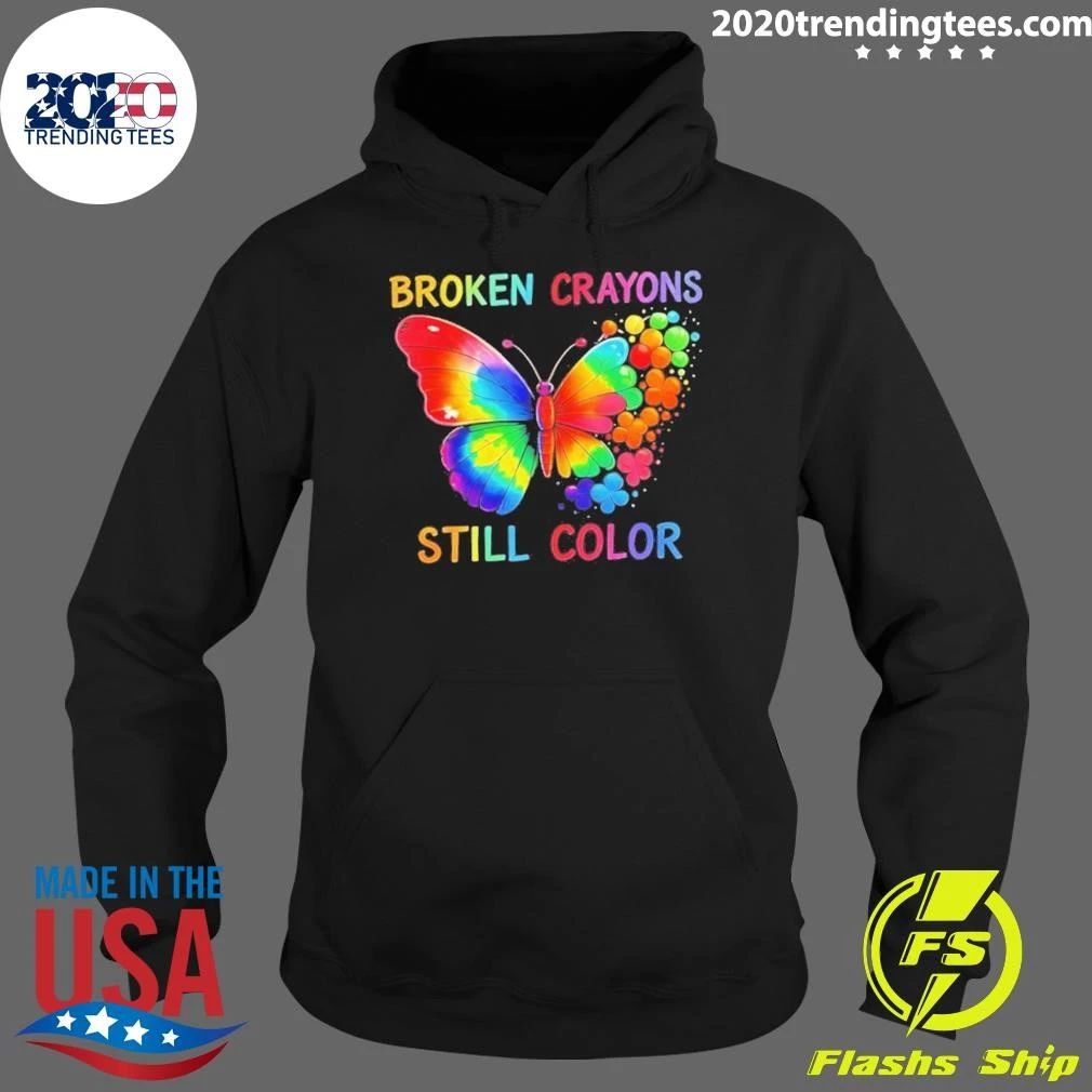Butterfly Broken Crayons Still Color Autism Awareness Shirt