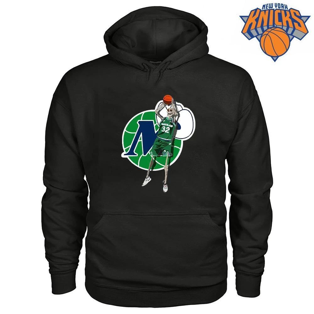 Dallas Mavericks Retro Logo Green Uniform Jason Kidd 32 Skeleton Basketball Shirt