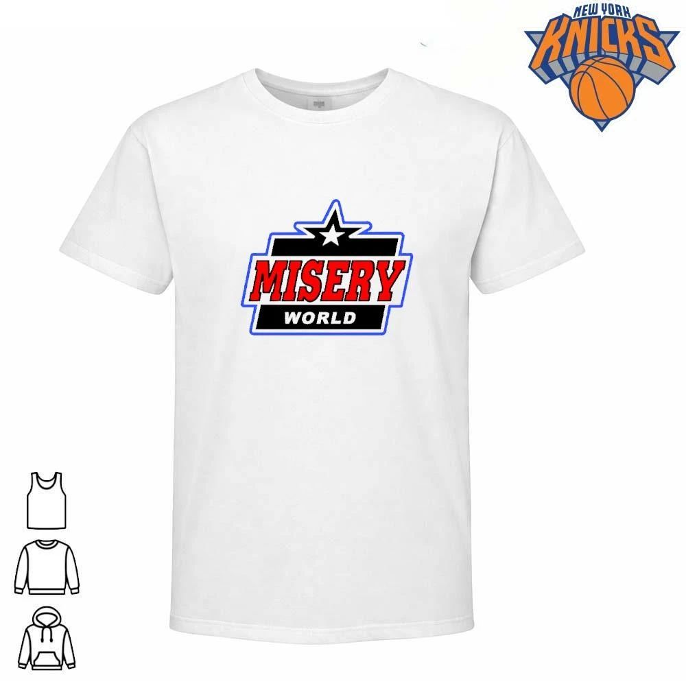 Misery World Blue Outline Star Logo Red Text Sport Style Shirt